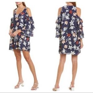 NWT Parker Blue Floral Moonbeam Cold Shoulder Dress (S)